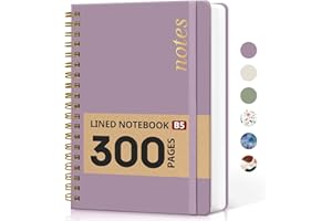 TAJA Lined Spiral Notebook Journal for Work, 300 Pages Thick B5 (7.1"x10") College Ruled Journal for Women & Writing, Hardcover Notebook for Note Taking, Perfect for Office Home School Supplies, Purple