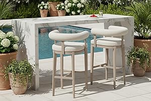 PURPLE LEAF Counter Height Bar Stools Set of 2 Patio Barstools with Back and Armrest