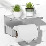 HITSLAM Brushed Nickel Toilet Roll Holder with Phone Shelf SUS 304 Stainless view 1