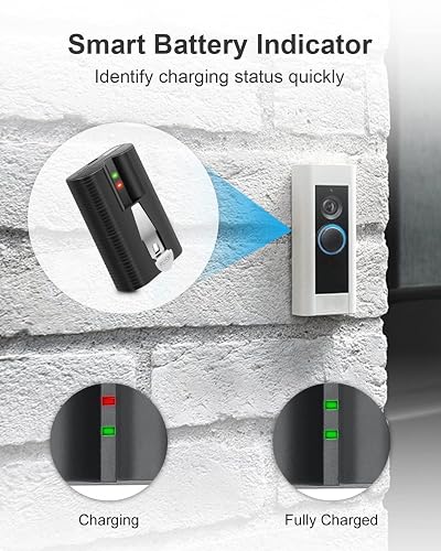 2 Batteries 6040mAh V4 + Chargeur Double Pour Ring Doorbell 2/3/4, Stick Up Cam, Spotlight Cam - Rechargeable Micro-USB