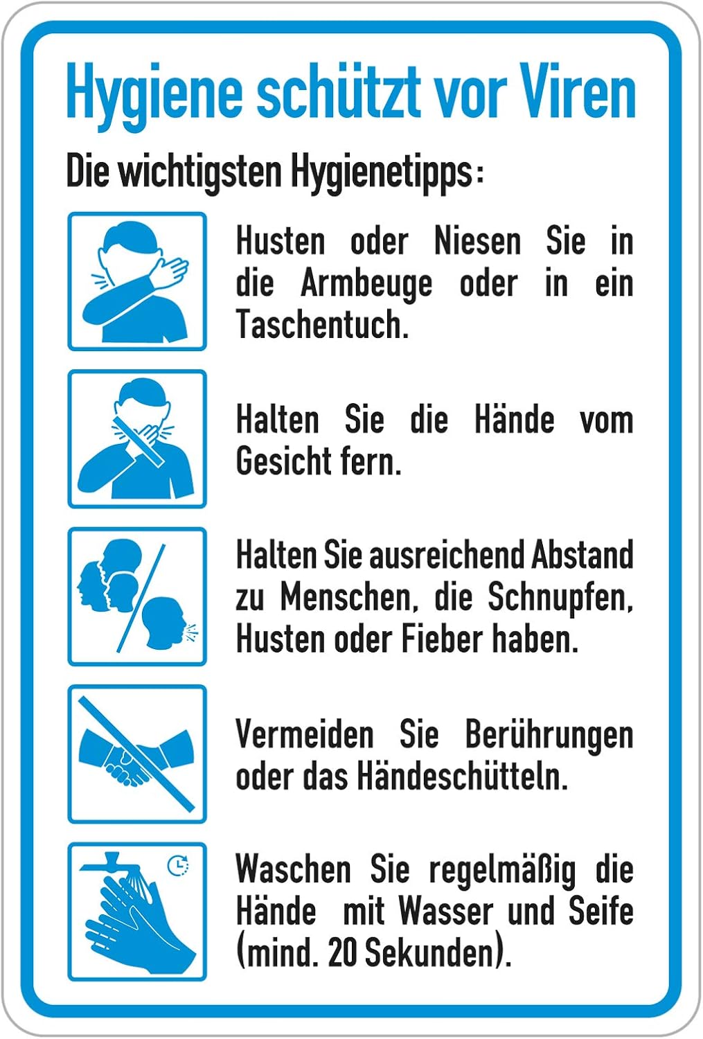 Hinweisschild Verhaltensregeln Aufkleber Hygiene schützt vor Viren ...