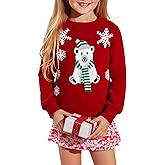 HOOGRIN Girls Christmas Sweaters Kids Sweater Holiday Winter Pullover Crew Neck Long Sleeve Knit Top