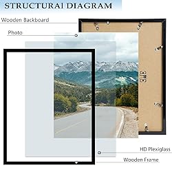 QOTIB Wood 24x30 Picture Frame Black for Wall