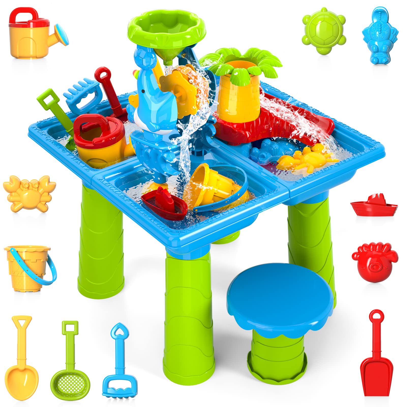 Gadpiparty Play Sand Wheel Toy – Interactive Beach Wheel Tower For Kids, Outdoor Sand & Water Activity Toy (Summer Beach Essential, Assorted Colors