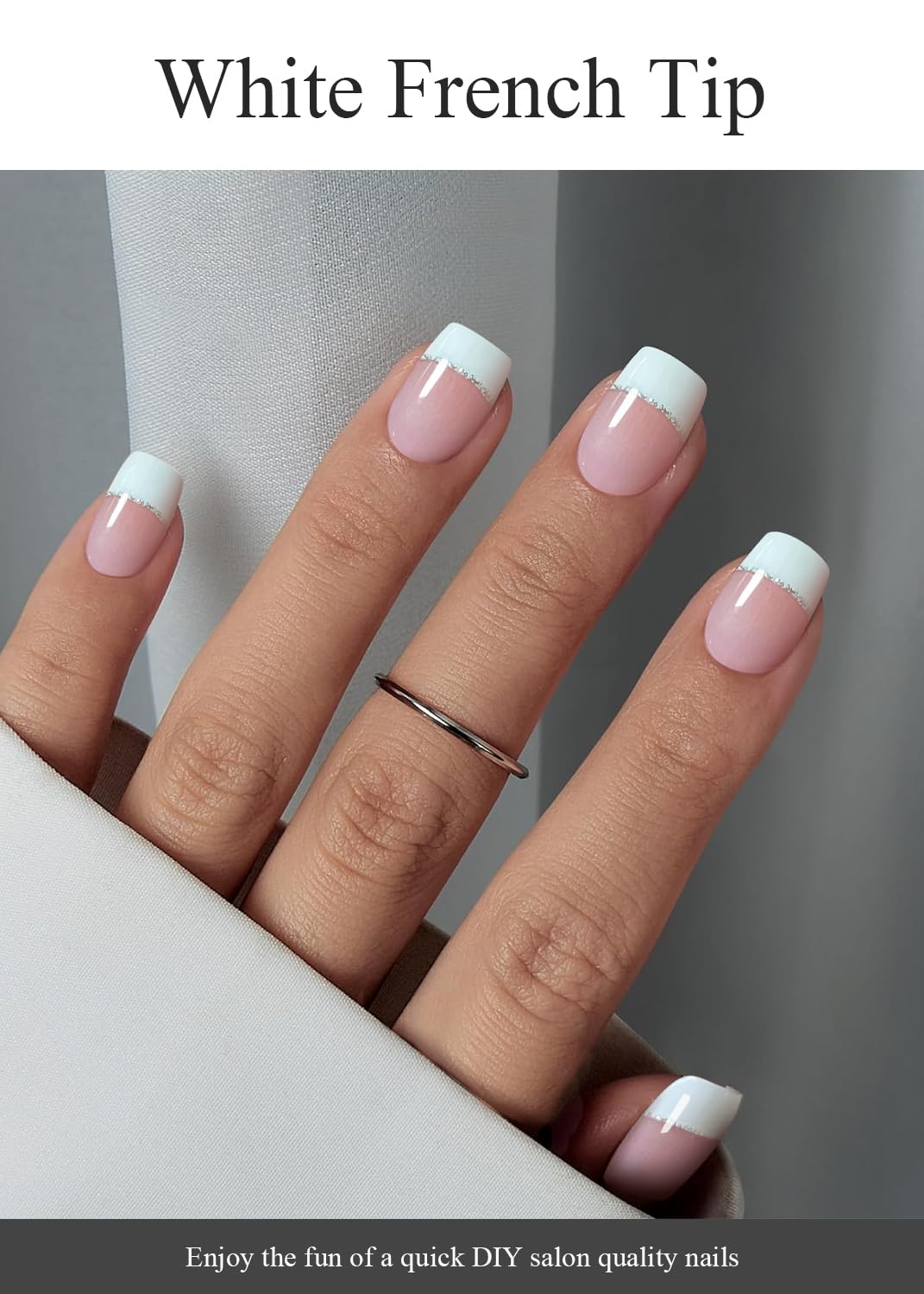 AutyaMee Semi Cured Gel Nail Strips (A White French Tip), Clear Base, 20 Pcs Gel Nail Wraps, Stickers, UV Light Required, Salon Quality, Long Lasting - Image 5