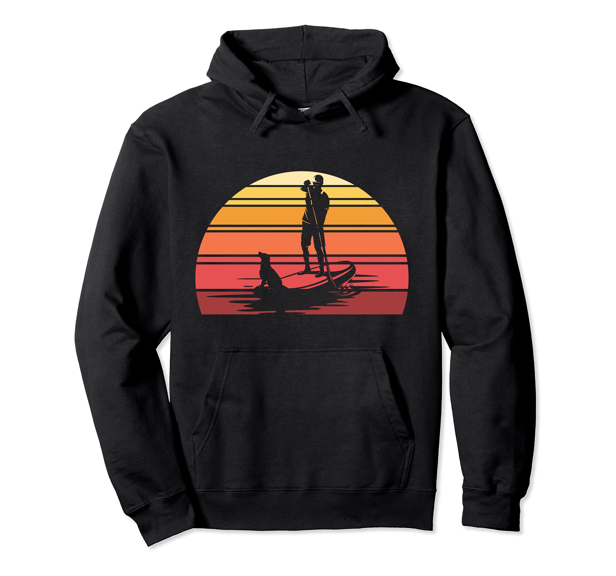 Retro Stand Up Paddler Animal Dog SUP Stand Up Paddling Pullover Hoodie