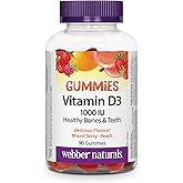 Webber Naturals Vitamin D3 1000 IU, 90 Gummies, For Healthy Bones, Teeth, and the Maintenance of Good Health