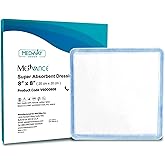 MedVance Super Absorbent Dressing, Dressing Pads for Wound Care, for Pressure Ulcers and 1st/2nd Degree Burns, Superior Moisture Absorbency Bandages, Box of 5 dressings (8"x8")