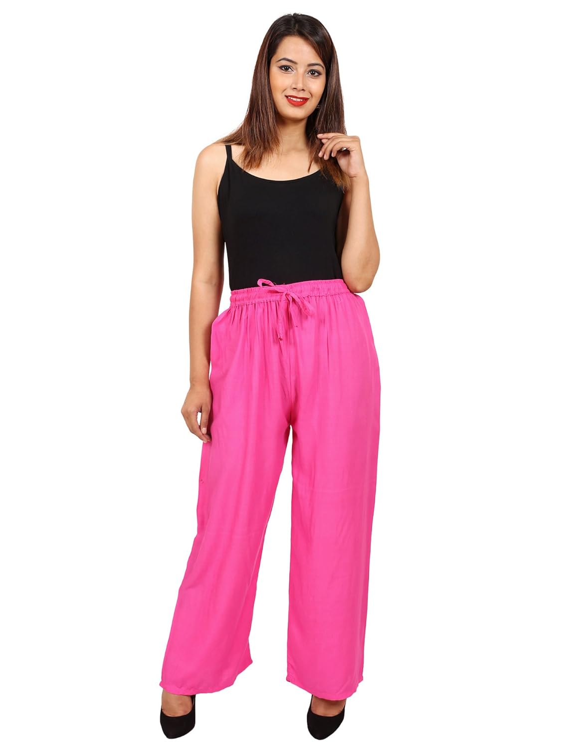 jaipuri fashionista formal rayon palazzo plain pants/trousers for women (free size)