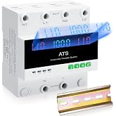 100A AC110V Automatic Transfer Switch with LED Display, 50/60Hz 2P ATS Auto Dual Power Outdoor Changeover Switch for Home Generator, L1 Priority Din Rail Mount CE Certified Selector Transfer Switches