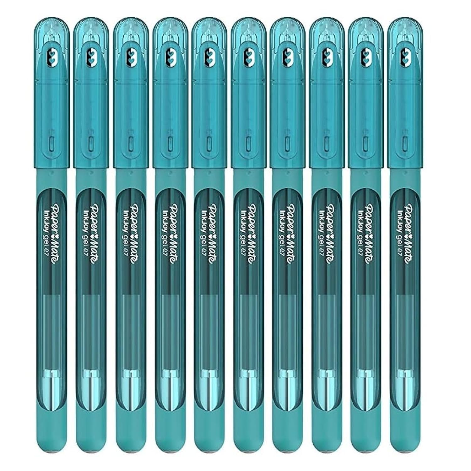 Newell Brands 10x Paper Mate InkJoy Capped Gel Ink Pens Assorted Colours 0.7mm Medium Point Nib Tip Adult Colouring Set (Teal)