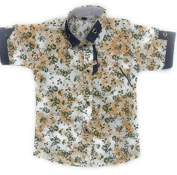 D&D Products Designer Small Boys Shirt, Cotton, Floral Design, Half Sleeves, 2 to 12 Years