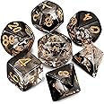 CiaraQ DND Polyhedral Dice Set for Dungeons and Dragons RPG MTG Role Playing Table Games-with 1 Dice Pouch (Transparent + Black Cloud)