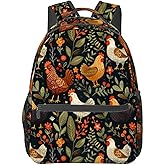 Farmhouse Chicken Backpack, Laptop Travel School Polyester Cute Chick Backpacks for Women Kids, Sports Work Back Pack Casual Daypack, Lightweight Rucksack Gifts for Hiking Gym Camping