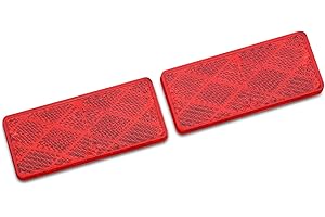 MFC PRO 2Pcs Plastic Rectangular Stick-on Reflector Sticker (Red, 2.76 x 1.18 in)