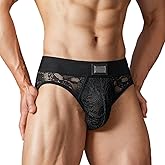TOMATOPAPA Men's Italian Style Lace Briefs Underwear, Luxury Vintage Briefs with Floral Lace