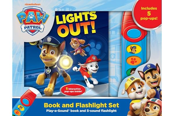 Nickelodeon PAW Patrol Chase, Marshall, Skye and More! - Light the Way! Pop-up Board Book and Sound Flashlight Toy Set - PI K
