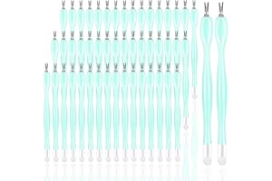 heemeei 50Pcs Nail Cuticle Trimmer Rubber Nail Cleaner, Plastic Handle Cuticle Knife, Double End Nail Dead Skin Fork Cuticle Pusher Bulk Nail Art Cuticle Remover Tools for Girls Women and Men-Green…