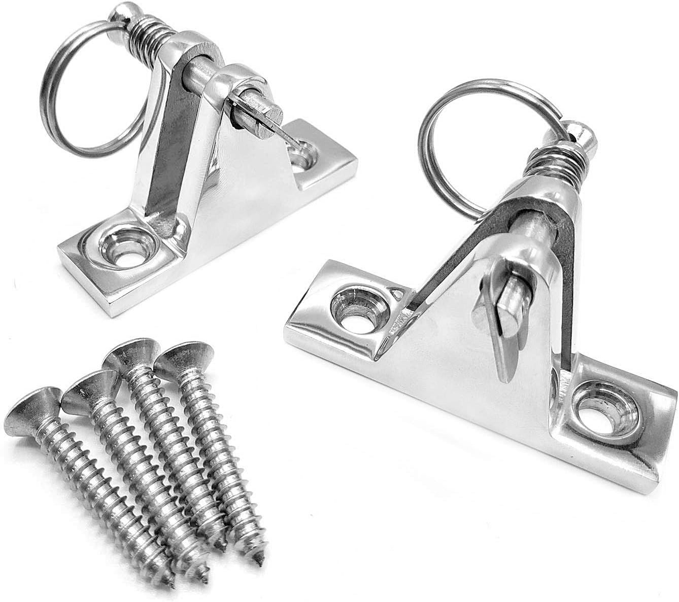 Amadget 2 Pack Bimini Top 90°Deck Hinge with Removable Pin, 316 Stainless Steel Marine Boat Hinge Mount Bimini Top Fitting Hardware : Sports & Outdoors