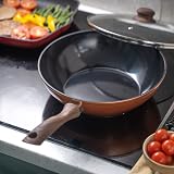 nuovva Non Stick Induction Wok Pan 28 cm with Glass Lid view 5