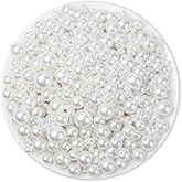 Anezus 2205Pcs White Pearls for Craft, Assorted Sizes Fake Pearl Beads, Sew on Pearls, Bulk Loose Pearl Beads with Holes for Jewelry Making, Bracelets, Necklaces, Hairs, Decoration, Vase Filler