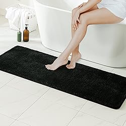 MIULEE Black Bathroom Runner Rug 24x60 Inches, Long