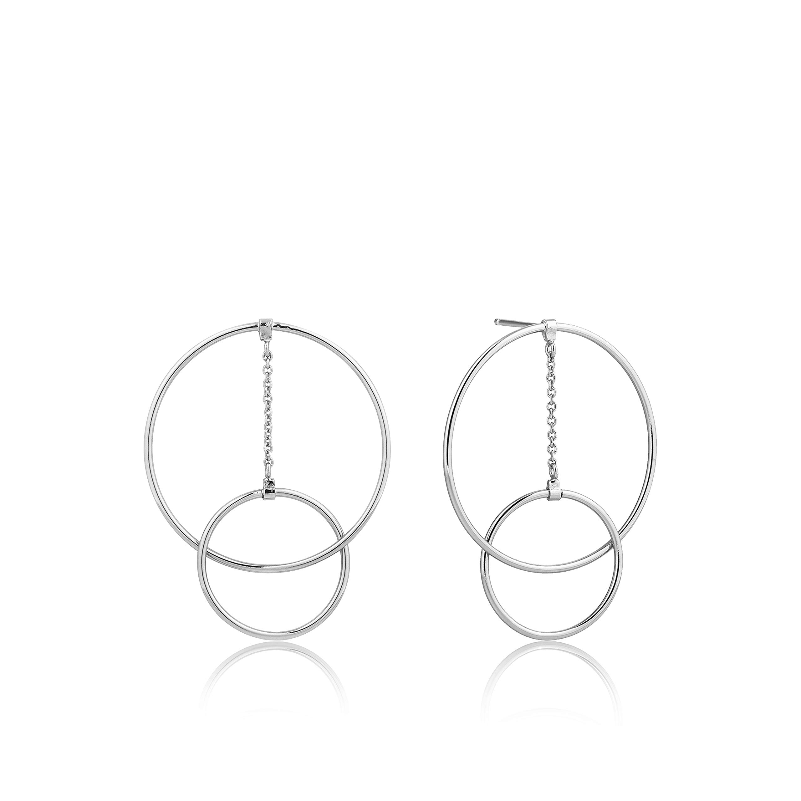 925 Sterling Silver Large Dangly Drop Statement Round Ring Hoop Fashion Earrings form Women, Silver