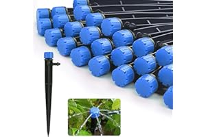 HAKIOI 1/4 inch Drip Irrigation Emitters,100 Pcs Drip Emitters for 1/4" Irrigation Tubing Adjustable Water Flow Irrigation Drippers Drip Heads Drip Nozzles for Plants Garden Watering Raised Bed Potted Flower
