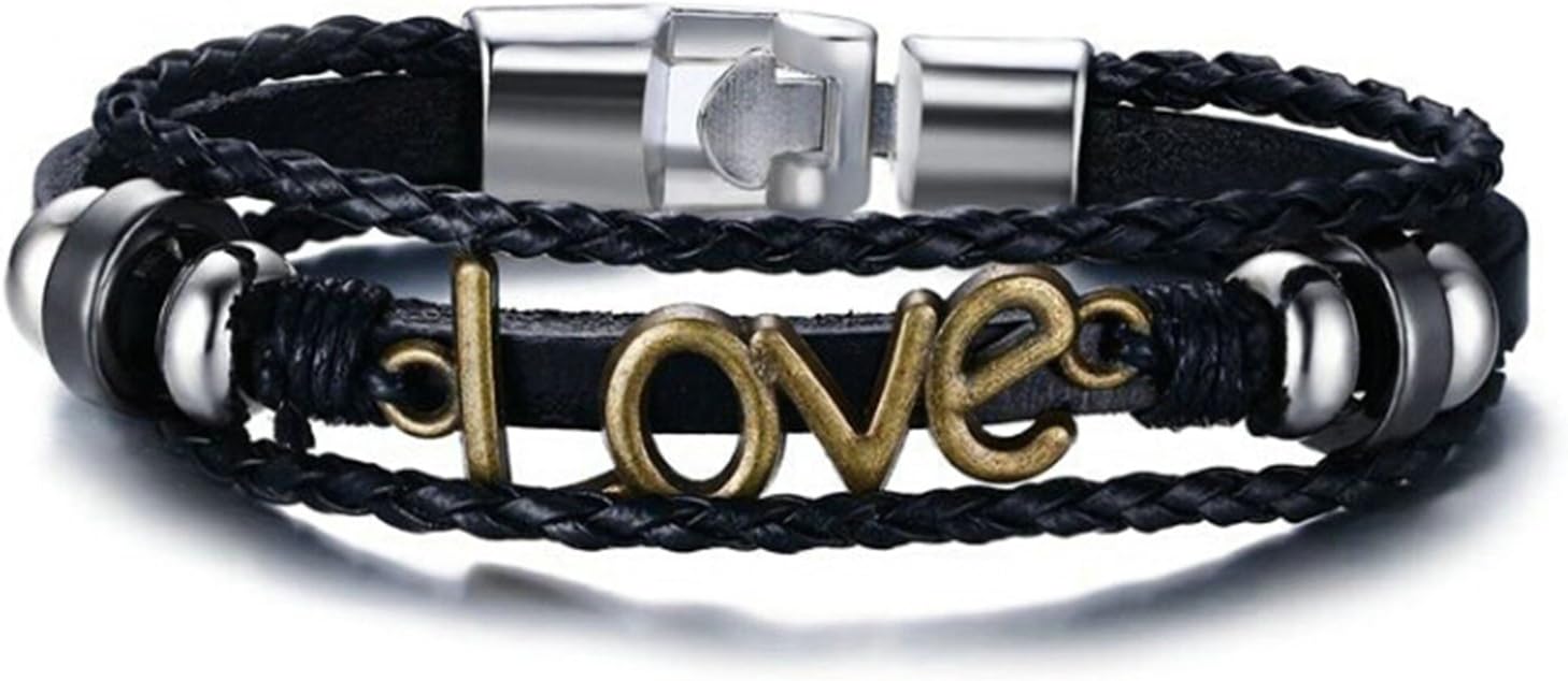 'beydodo Bracelet Men's Bracelet Alloy Bracelet Shape "LOVE Bracelet Black