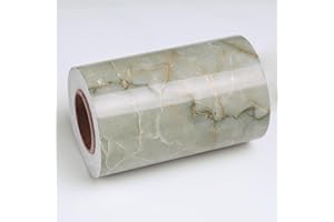 Wallercity Green Marble Wallpaper Borders 3.94''x394'' Marble Cyan Wall Border Stickers for Bedroom Kitchen Wall Decor Waterproof Self Adhesive Borders Contact Paper for Bathroom Mirror Frame Floor