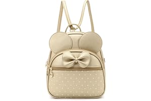 KL928 Girls Mini Backpack Bowknot Polka Dot Cute Daypacks Convertible Shoulder Bag Purse for Women (L.Gold)
