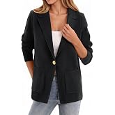 Fisoew Womens Casual Sweater Blazers Open Front Long Sleeve Work Office Suit Knit Jackets Blazer