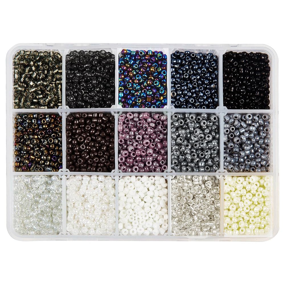 NBEADS About 6750 Pcs Glass Seed Beads, Opaque Seed Beads 3mm Round Pony Beads Mini Spacer Loose Beads for DIY Craft Bracelet Necklace Jewelry Making