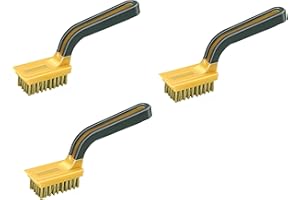 Allway Tools Soft Grip Wide Handle Brass Wire Stripper Brush, 3 Pack