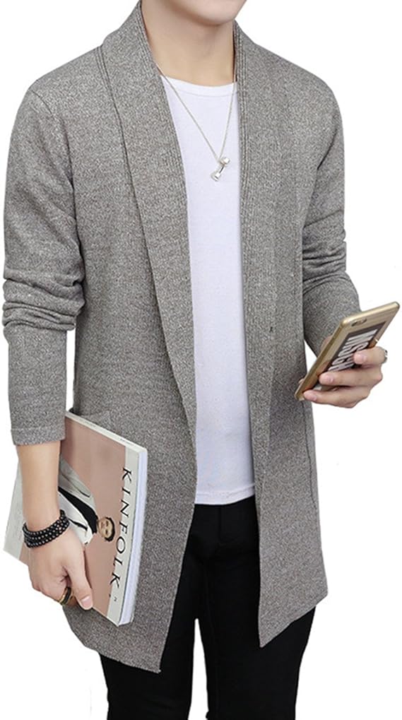 Amazon カーディガン メンズ 無地 ロングカーデ コーディガン