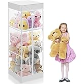 Colingmill 2-tier Plush Toy Stuffed Animal Storage Organizer with Zippered Large Stuffed Toy Holder PVC Waterproof Dustproof Cover 47. 2 Inch Stuff Animal Organizer Holder for Nursery (White)