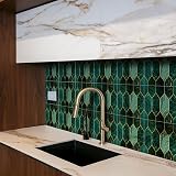funlife Holographic Emerald Green Peel Stick Wall Tiles 15x15cm 10pcs Kitchen