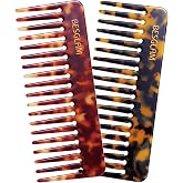 BESGLAM Wide Tooth Comb for Curls &amp; Thick Hair - Large Detangling Comb for Women, 6 Inch Full-hand Length Acetate (Anti-Static), Wet/Dry Use, Reduces Breakage, 2 Pack (Tortoise &amp; Tokyo)