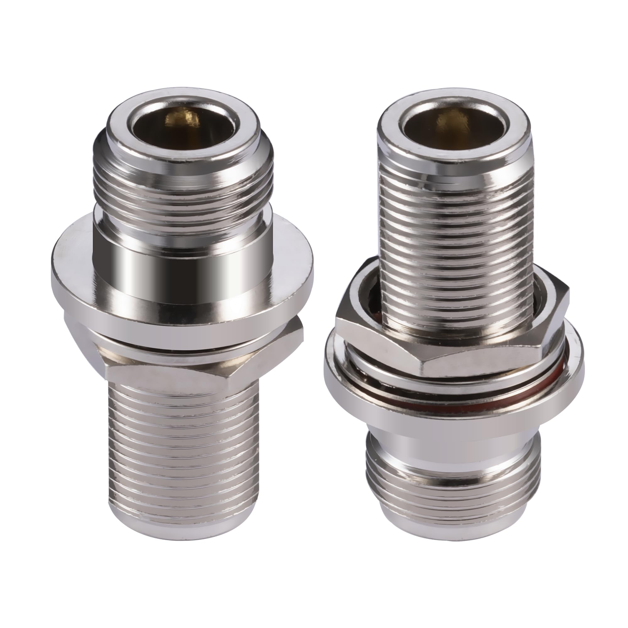 Vecys 2PCS N Female Bulkhead Connector Adapter N Type to N Type Female Bulkhead Coax Cable Adapter 50 Ohm for CB Radio WiFi Antenna