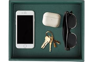 HofferRuffer Faux Leather Decorative Tray, Elegant Desktop Storage Organizer, Decorative Catchall Perfume Tray, Nightstand or