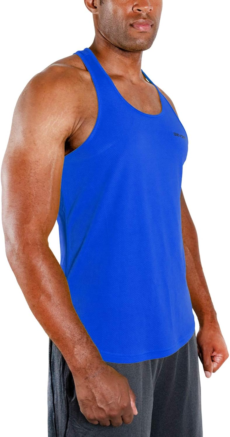 DEVOPS 3 Pack Men's Y-Back Dri Fit Muscle Gym Workout Tank Top: Clothing