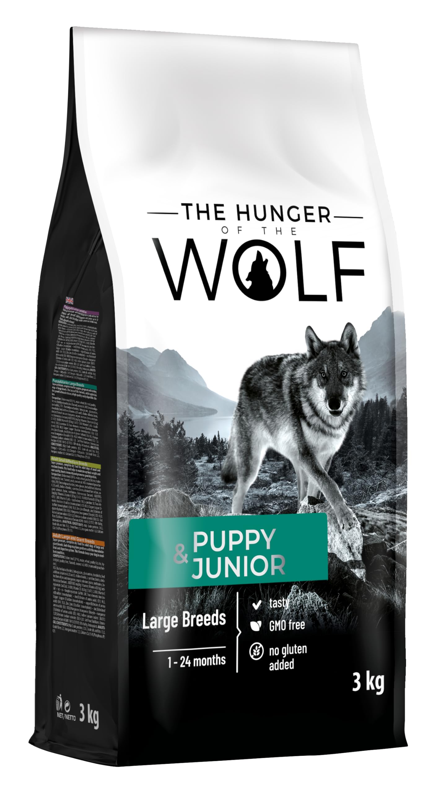 The Hunger of the Wolf Dry Dog Food - For Large or Giant Breeds, Formula with High Content of Poultry Meat, Puppy and Junior Dogs - 3 kg