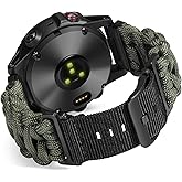 BINLUN Compatible with Garmin Watch Band 20mm/22mm/26mm 550 Paracord Rugged Military Braided Nylon Watch Strap Design for Garmin Fenix/Fit for Forerunner for MARQ for Descent