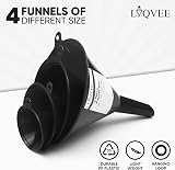 LIQVEE Funnel Set 4 Sizes 122/101/76/50mm Black Food-Grade Plastic view 2