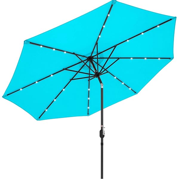 Amazon Com Best Choice Products 10ft Solar Led Market Patio Umbrella W Usb Charger Detachable Portable Power Bank Weather Resistant Canopy Easy Crank Tilt Adjustment Burgundy Garden Outdoor