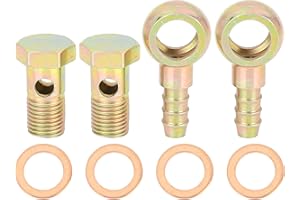X AUTOHAUX 2 Sets 14mm Diameter Banjo Hose Barb Bolt Fittings Banjo Bolt Washer Kit Bronze Tone for Motorcycle Car