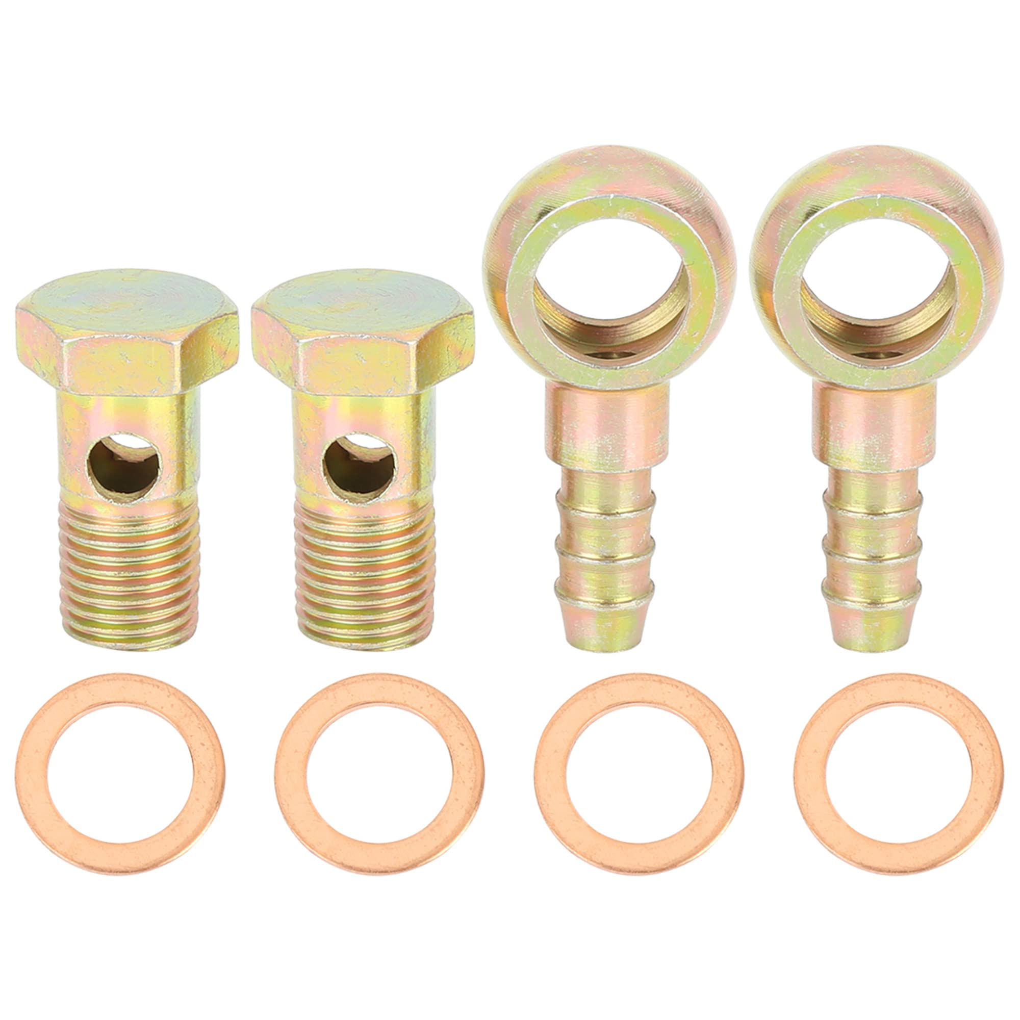X AUTOHAUX 2 Sets 14mm Diameter Banjo Hose Barb Bolt Fittings Metal for Car