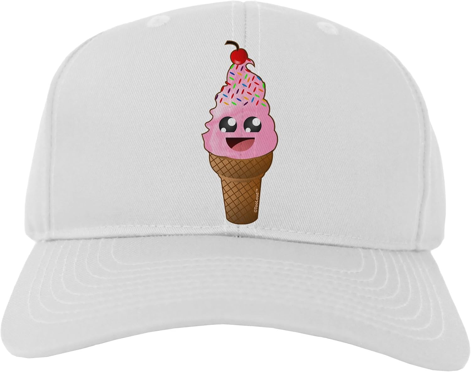 TOOLOUD Cute Ice Cream Cone Adult Baseball Cap Hat White
