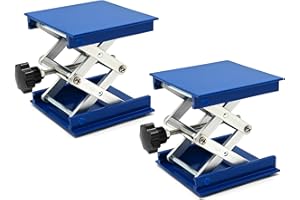 SWIGRANCE 2 Pack Lab Jack Stand Platform 4" x 4", Mini Laboratory Support Stand Manual Scissor Lab Lift Lifting Table, Max. Support 5KG Weight, 145mm Height, Aluminum, Blue