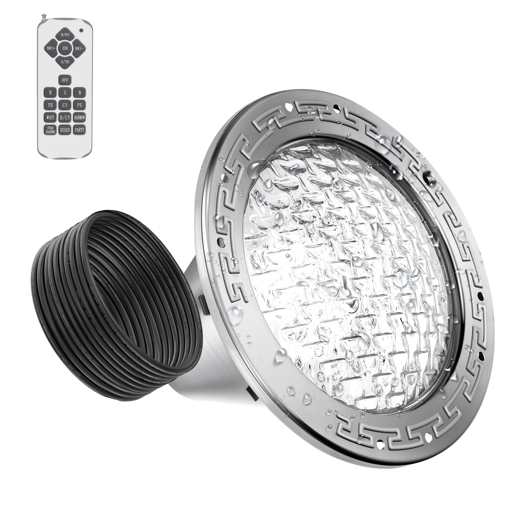 Photo 1 of 10 Inch Pool Lights for Inground Pools, 50FT LED Pool Light Only for 10 inch Wet Niche, Underwater Swimming Pool Light for Pools, Input AC12V, RGB, Remote Control